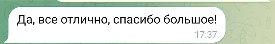 Скриншот отзыва клиента, 7 декабря 2025: Да, всё отлично, спасибо большое!